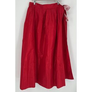 ANN MASHBURN Red & Pink Silk Taffeta Reversible Wrap Skirt